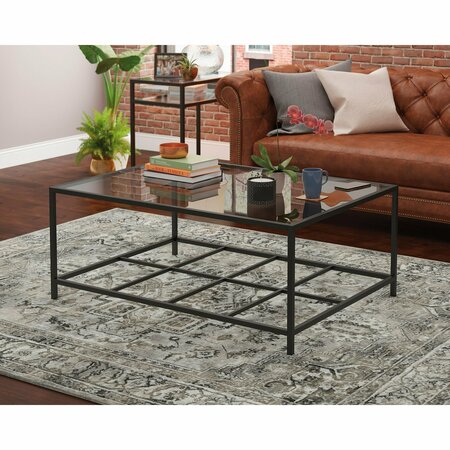 SAUDER Carolina Grove Coffee Table Black 3a , Safety-tempered glass top for books, remotes, decor, and more 429541
